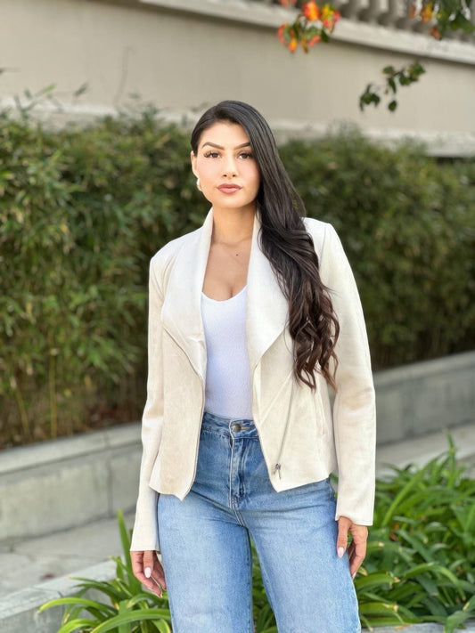 AnchorFinds.com Jackets Suede Women's Biker Zip Up Jacket With Pockets