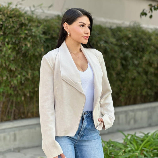 AnchorFinds.com Jackets Suede Women's Biker Zip Up Jacket With Pockets