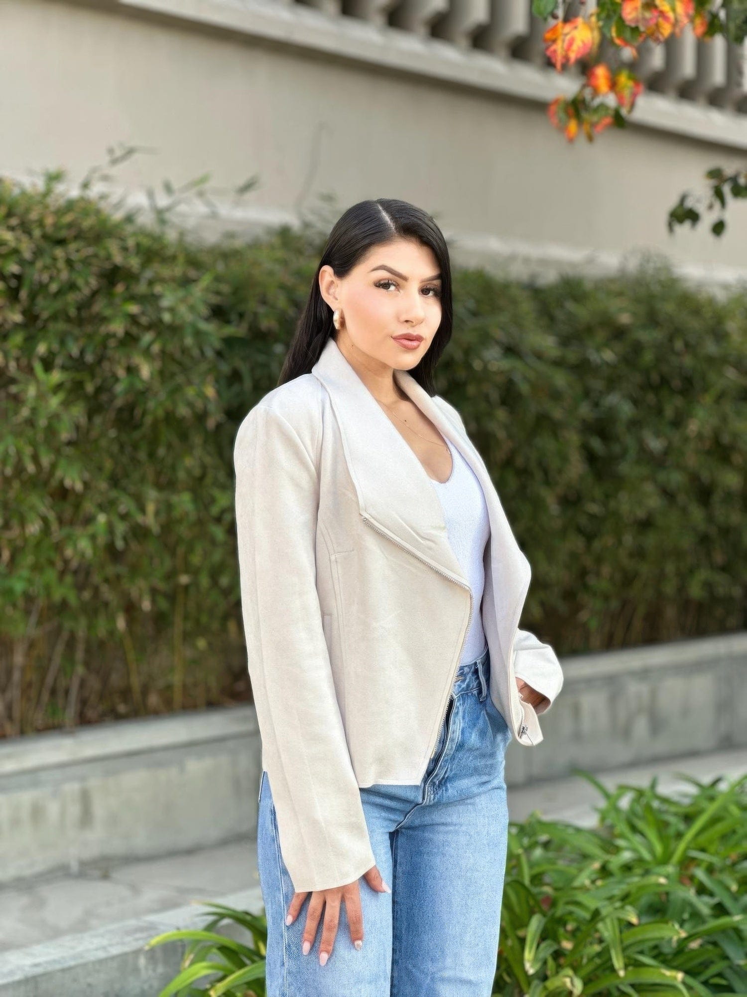 AnchorFinds.com Jackets Suede Women's Biker Zip Up Jacket With Pockets