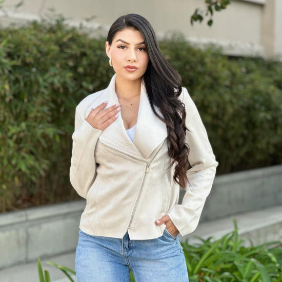 AnchorFinds.com Jackets Suede Women's Biker Zip Up Jacket With Pockets