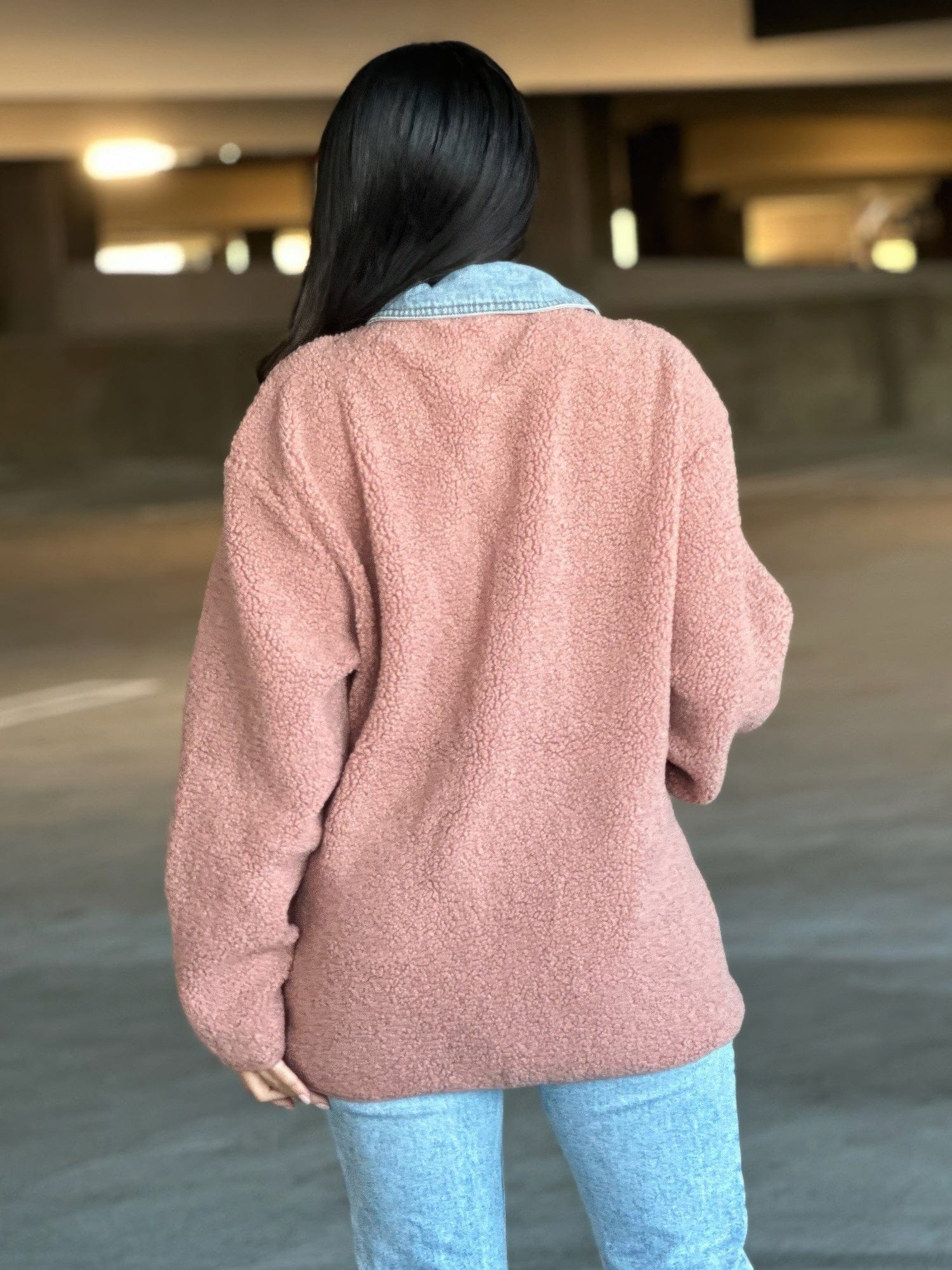 AnchorFinds.com Jackets Teddy Fleece & Denim Jacket With Square Pockets