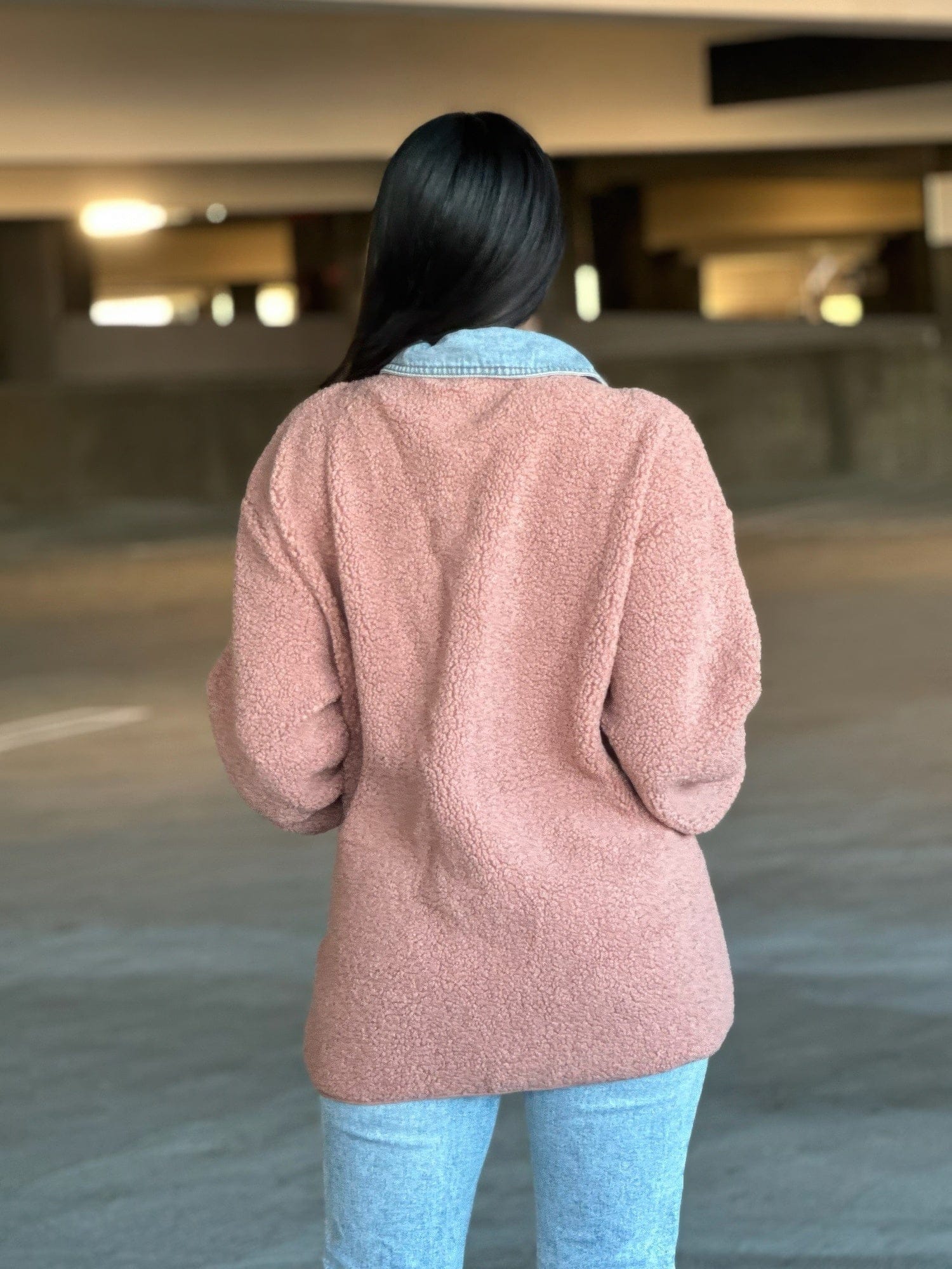 AnchorFinds.com Jackets Teddy Fleece & Denim Jacket With Square Pockets