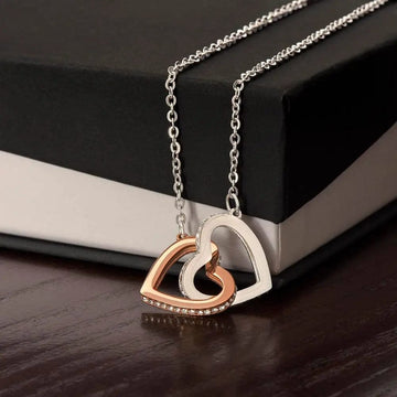 AnchorFinds.com Jewelry 14k Rose Gold Finish / Standard Box Interlocking Hearts Necklace: A Symbol of Everlasting Love