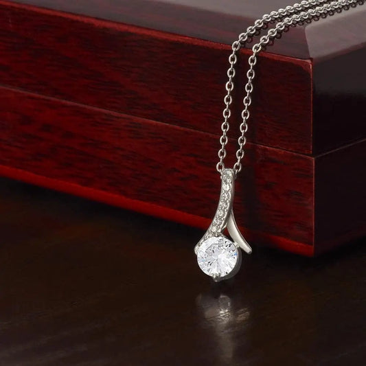 AnchorFinds.com Jewelry 14k White Gold Finish / Luxury Box My Beloved Ribbon Pendant Necklace: A Gift of Timeless Elegance