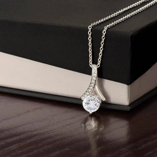 AnchorFinds.com Jewelry 14k White Gold Finish / Standard Box My Beloved Ribbon Pendant Necklace: A Gift of Timeless Elegance