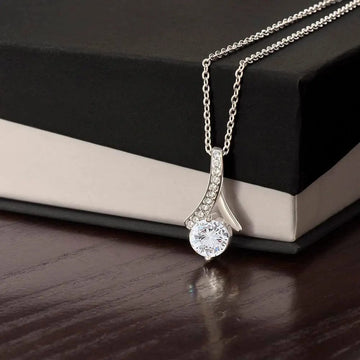 AnchorFinds.com Jewelry 14k White Gold Finish / Standard Box My Beloved Ribbon Pendant Necklace: A Gift of Timeless Elegance