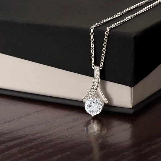 AnchorFinds.com Jewelry 14k White Gold Finish / Standard Box My Beloved Ribbon Pendant Necklace: A Gift of Timeless Elegance