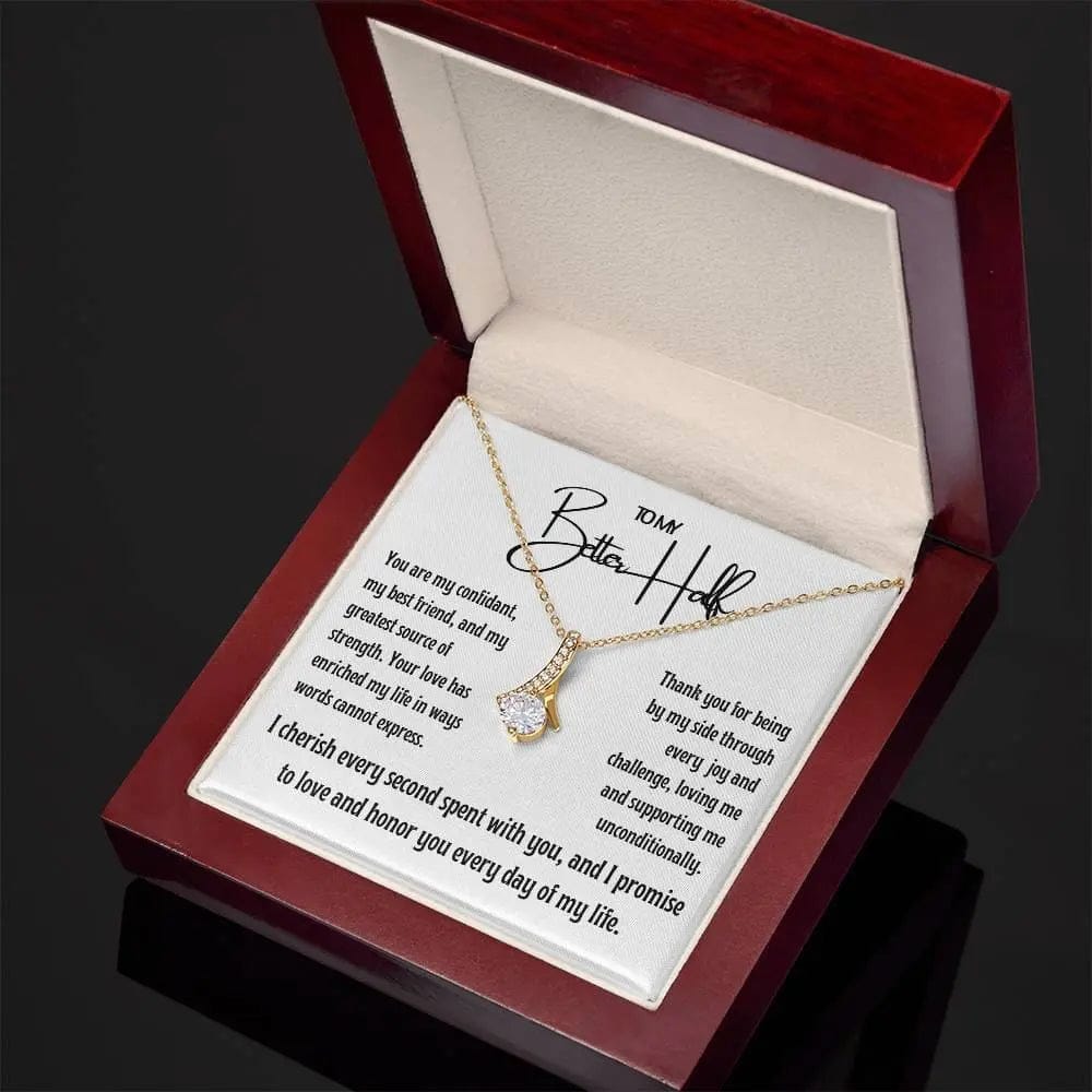 AnchorFinds.com Jewelry 18K Yellow Gold Finish / Luxury Box My Better Half Ribbon Pendant Necklace: A Testament to Love