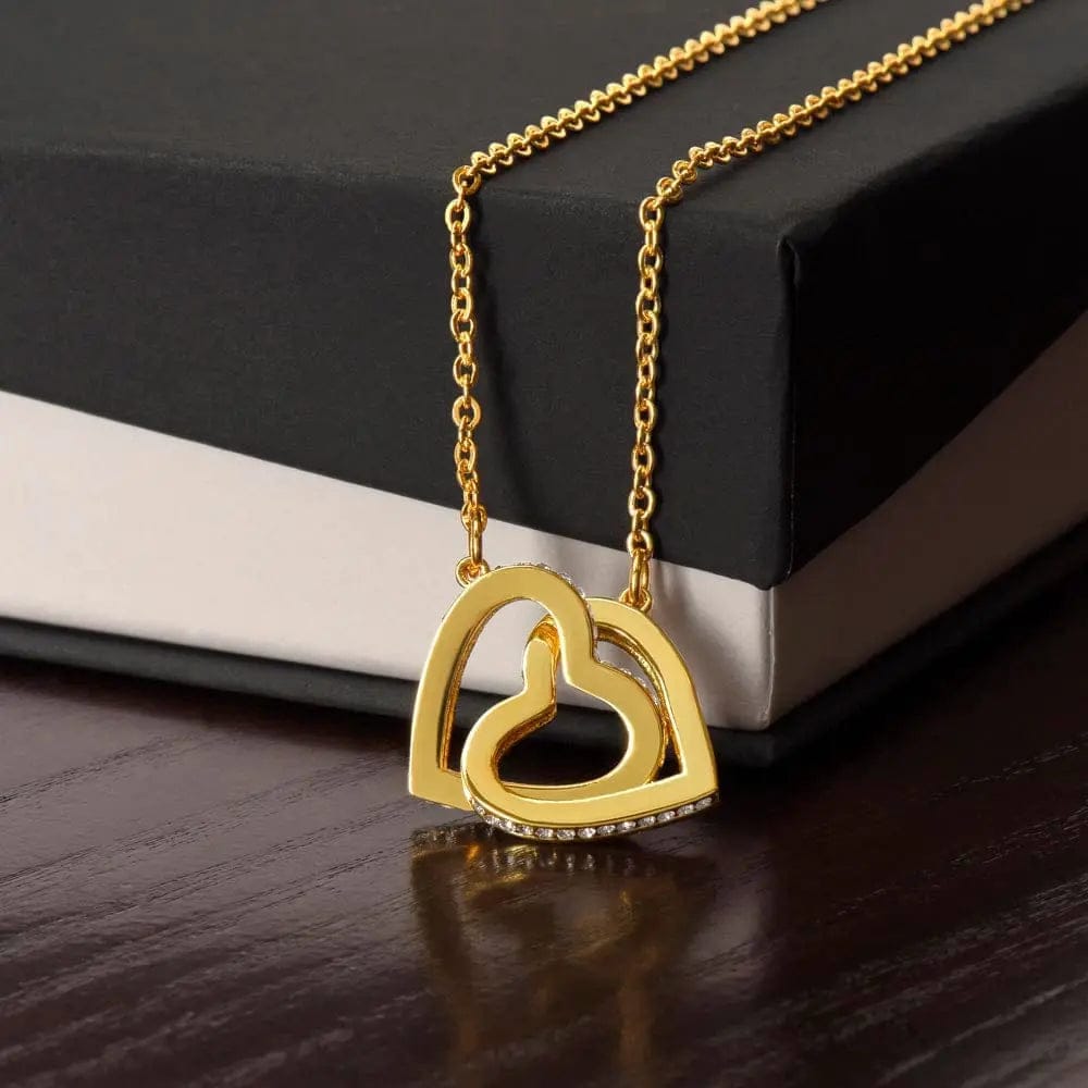 AnchorFinds.com Jewelry 18k Yellow Gold Finish / Standard Box Interlocking Hearts Necklace: A Symbol of Everlasting Love