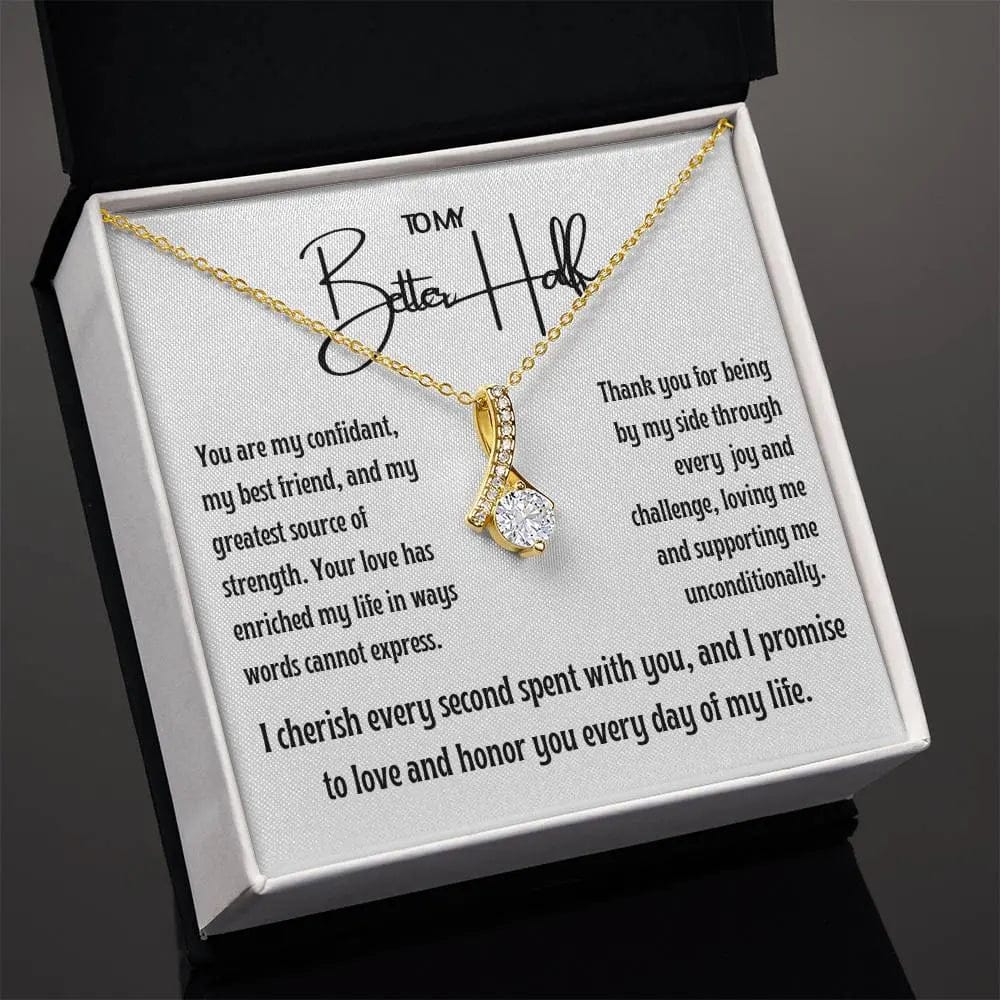 AnchorFinds.com Jewelry 18K Yellow Gold Finish / Standard Box My Better Half Ribbon Pendant Necklace: A Testament to Love
