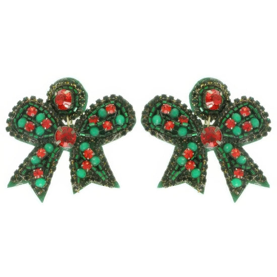 AnchorFinds.com Jewelry Christmas Bow Post Dangle Earrings