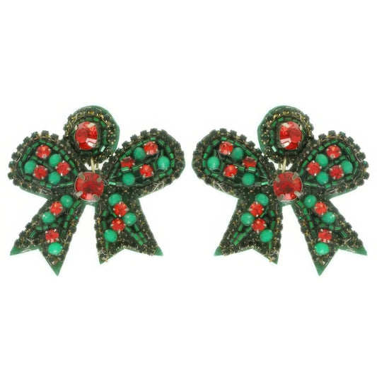 AnchorFinds.com Jewelry Christmas Bow Post Dangle Earrings