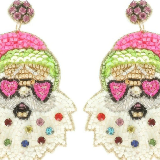 AnchorFinds.com Jewelry Christmas Santa With Heart Glasses Earrings