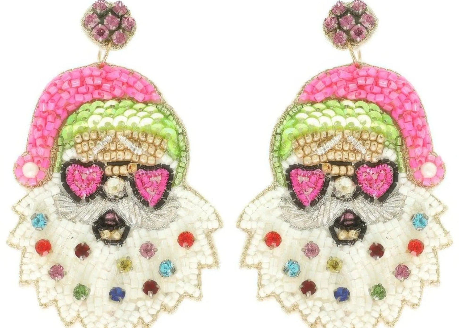 AnchorFinds.com Jewelry Christmas Santa With Heart Glasses Earrings