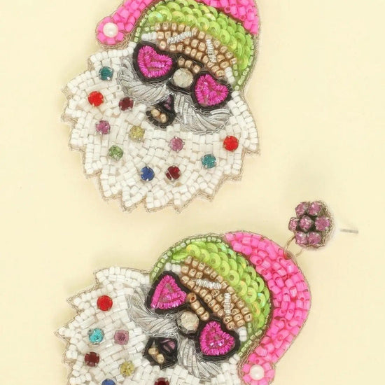 AnchorFinds.com Jewelry Christmas Santa With Heart Glasses Earrings
