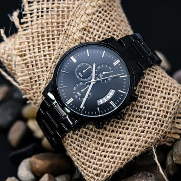 AnchorFinds.com Jewelry Customized Black Chronograph Watch