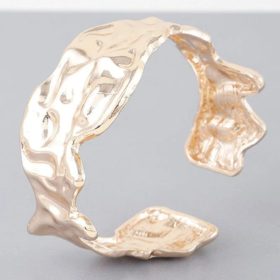 AnchorFinds.com Jewelry Gold Abstract Ripple Open Cuff Bracelet