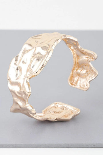 AnchorFinds.com Jewelry Gold Abstract Ripple Open Cuff Bracelet