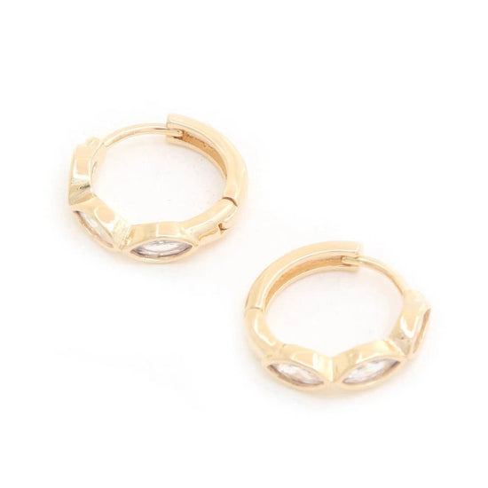 AnchorFinds.com Jewelry Marquise Cz 14k Gold Dipped Huggie Earring: A Fusion of Elegance and Brilliance