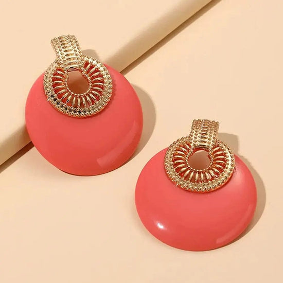 AnchorFinds.com Jewelry Orange Round Metal Post Earring