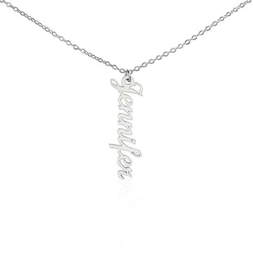 AnchorFinds.com Jewelry Polished Stainless Steel / Standard Box Vertical Name Necklace