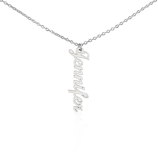 AnchorFinds.com Jewelry Polished Stainless Steel / Standard Box Vertical Name Necklace
