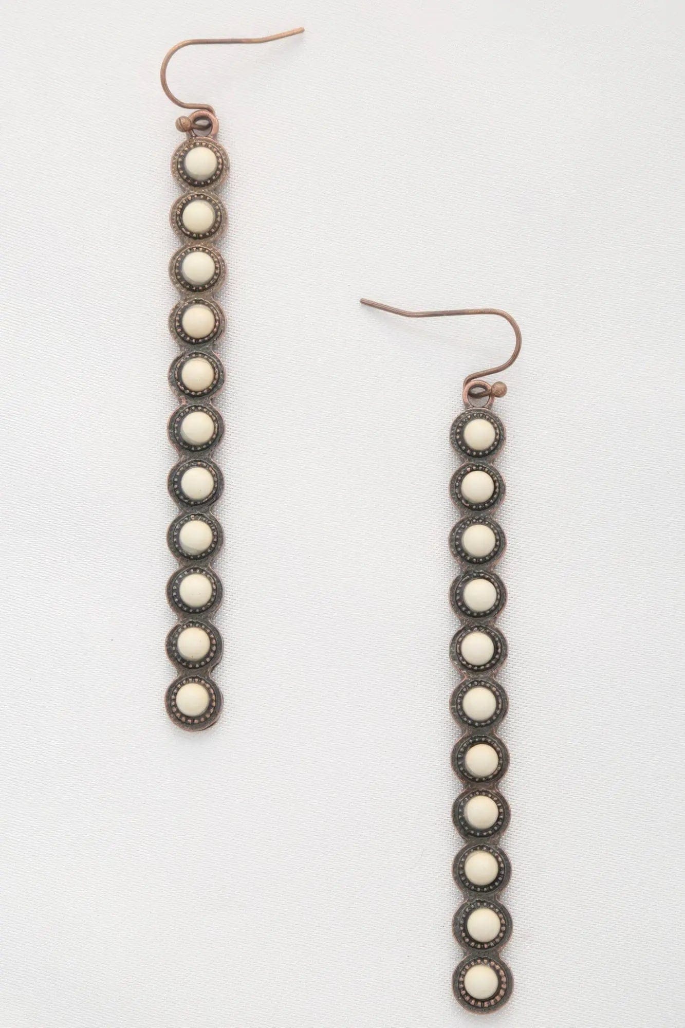 AnchorFinds.com Jewelry Rodeo Western Round Bead Pattern Metal Dangle Earring