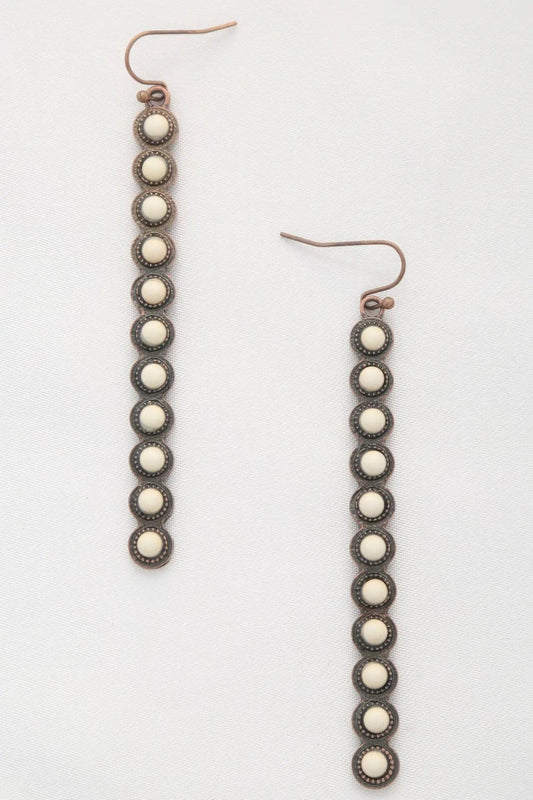 AnchorFinds.com Jewelry Rodeo Western Round Bead Pattern Metal Dangle Earring