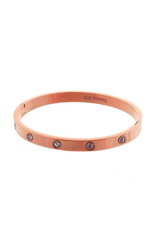 AnchorFinds.com Jewelry Rose Gold Stainless Steel Cubic Metal Bracelet