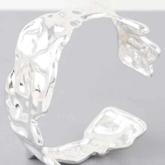 AnchorFinds.com Jewelry Silver Abstract Ripple Open Cuff Bracelet