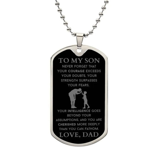 AnchorFinds.com Jewelry Silver / No To My Son Dog Tags