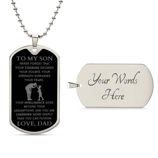 AnchorFinds.com Jewelry Silver / Yes To My Son Dog Tags