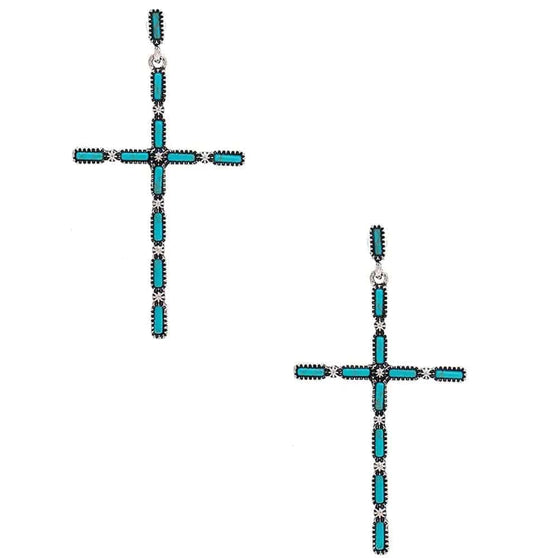 AnchorFinds.com Jewelry Turquoise Multi Stone Pattern Metal Earrings: A Bold Statement of Style