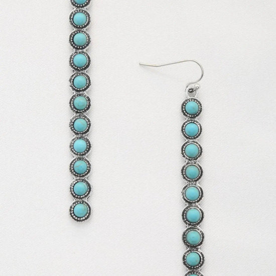 AnchorFinds.com Jewelry Turquoise Rodeo Western Round Bead Pattern Metal Dangle Earring