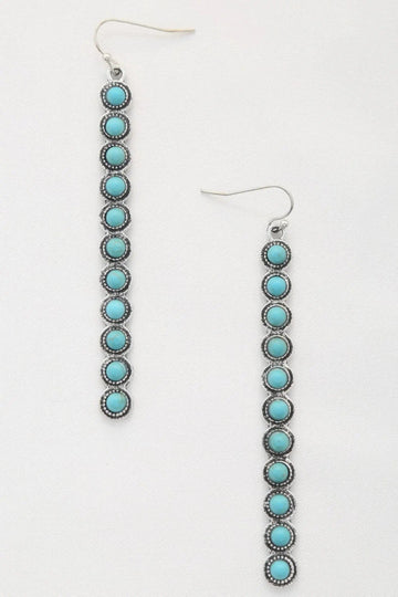 AnchorFinds.com Jewelry Turquoise Rodeo Western Round Bead Pattern Metal Dangle Earring