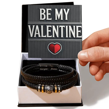 AnchorFinds.com Jewelry Two Tone Box Be My Valentine Men's "Love You Forever" Bracelet