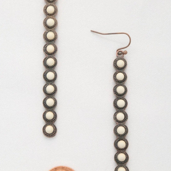 AnchorFinds.com Jewelry White Rodeo Western Round Bead Pattern Metal Dangle Earring