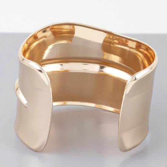 AnchorFinds.com Jewelry Wide Shiny Rib Open Cuff Bracelet