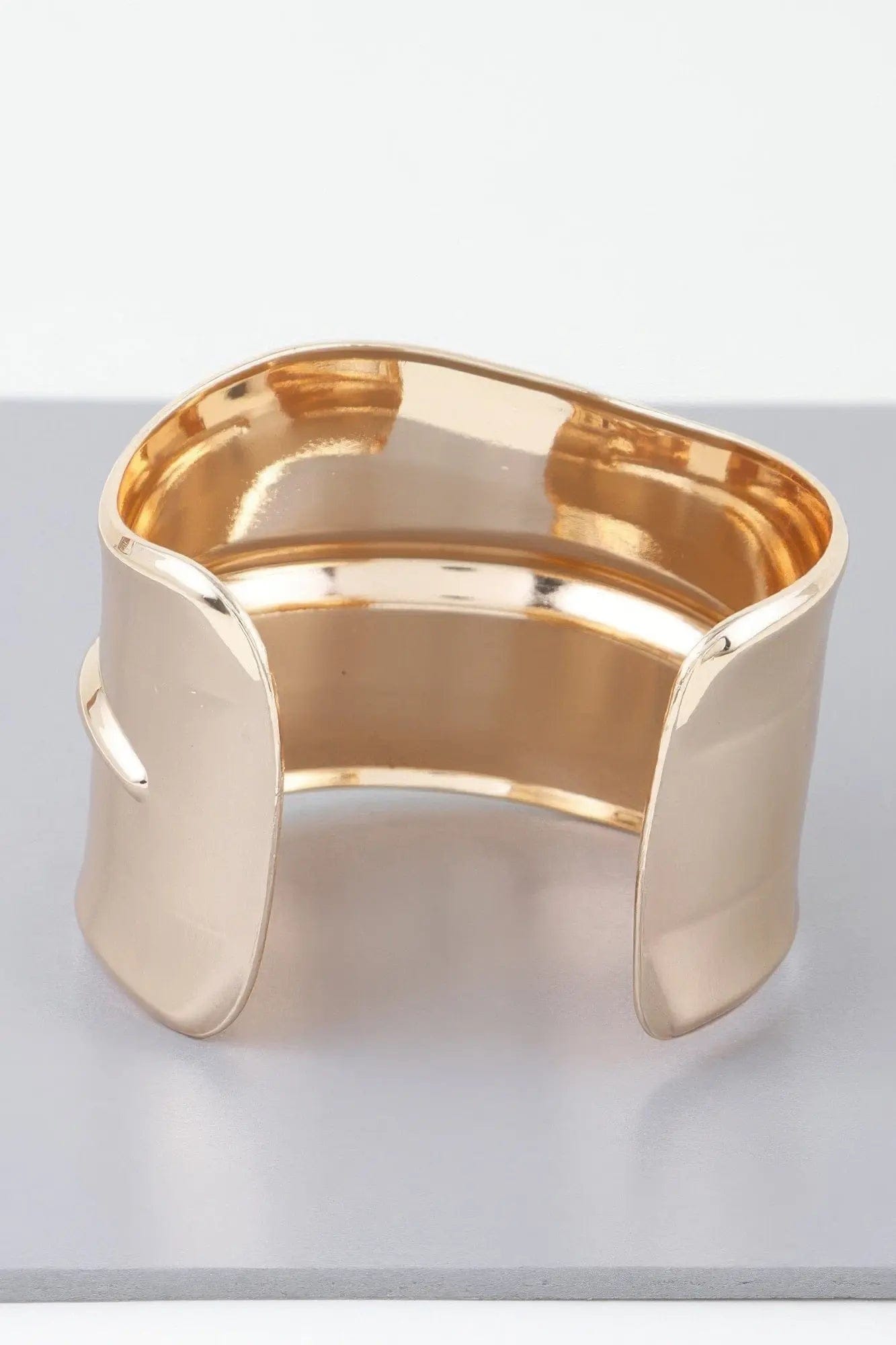 AnchorFinds.com Jewelry Wide Shiny Rib Open Cuff Bracelet