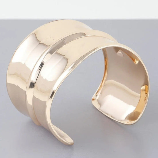 AnchorFinds.com Jewelry Wide Shiny Rib Open Cuff Bracelet