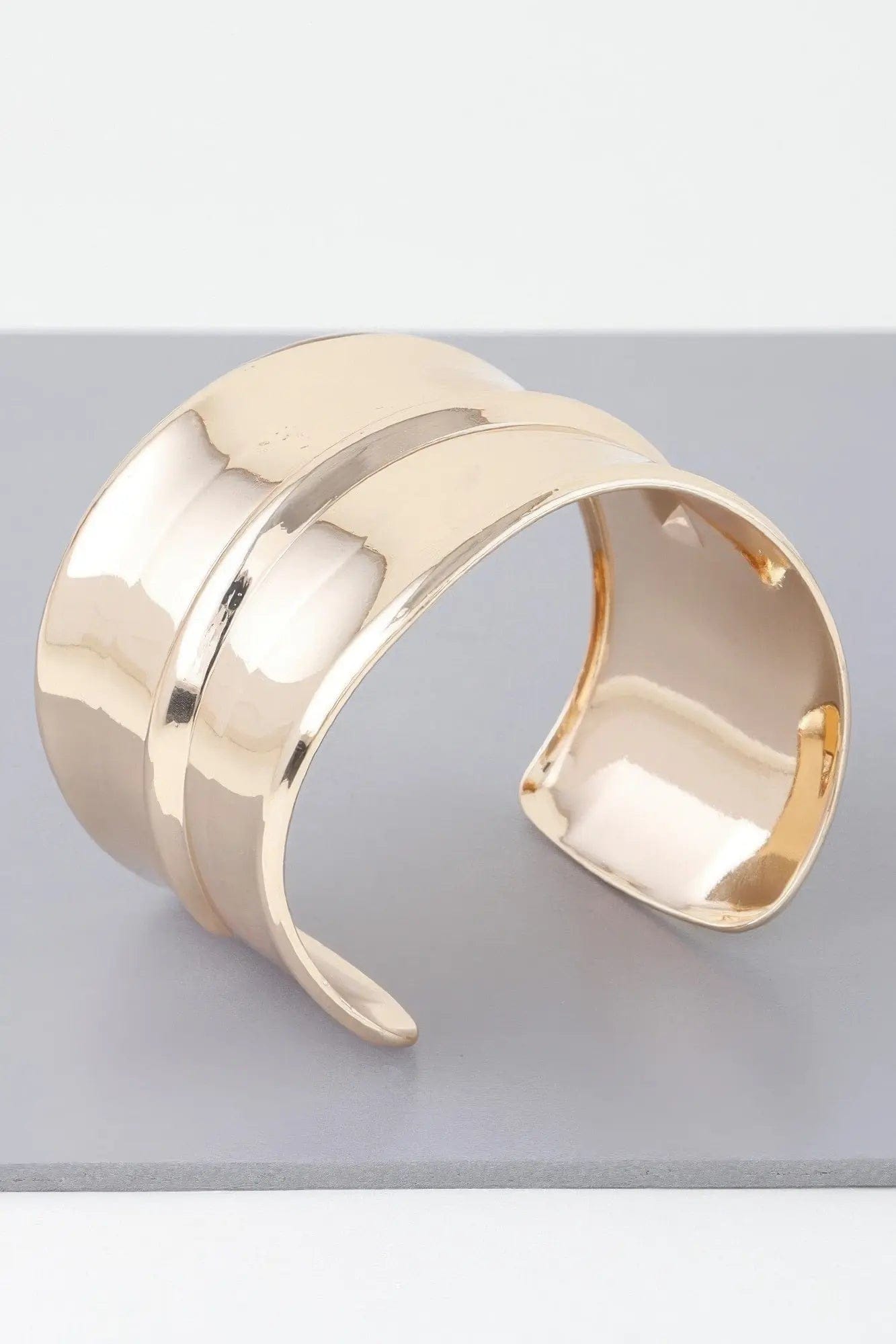 AnchorFinds.com Jewelry Wide Shiny Rib Open Cuff Bracelet