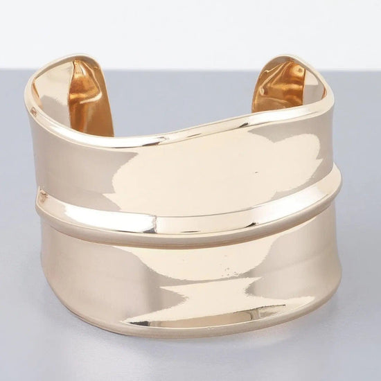 AnchorFinds.com Jewelry Wide Shiny Rib Open Cuff Bracelet