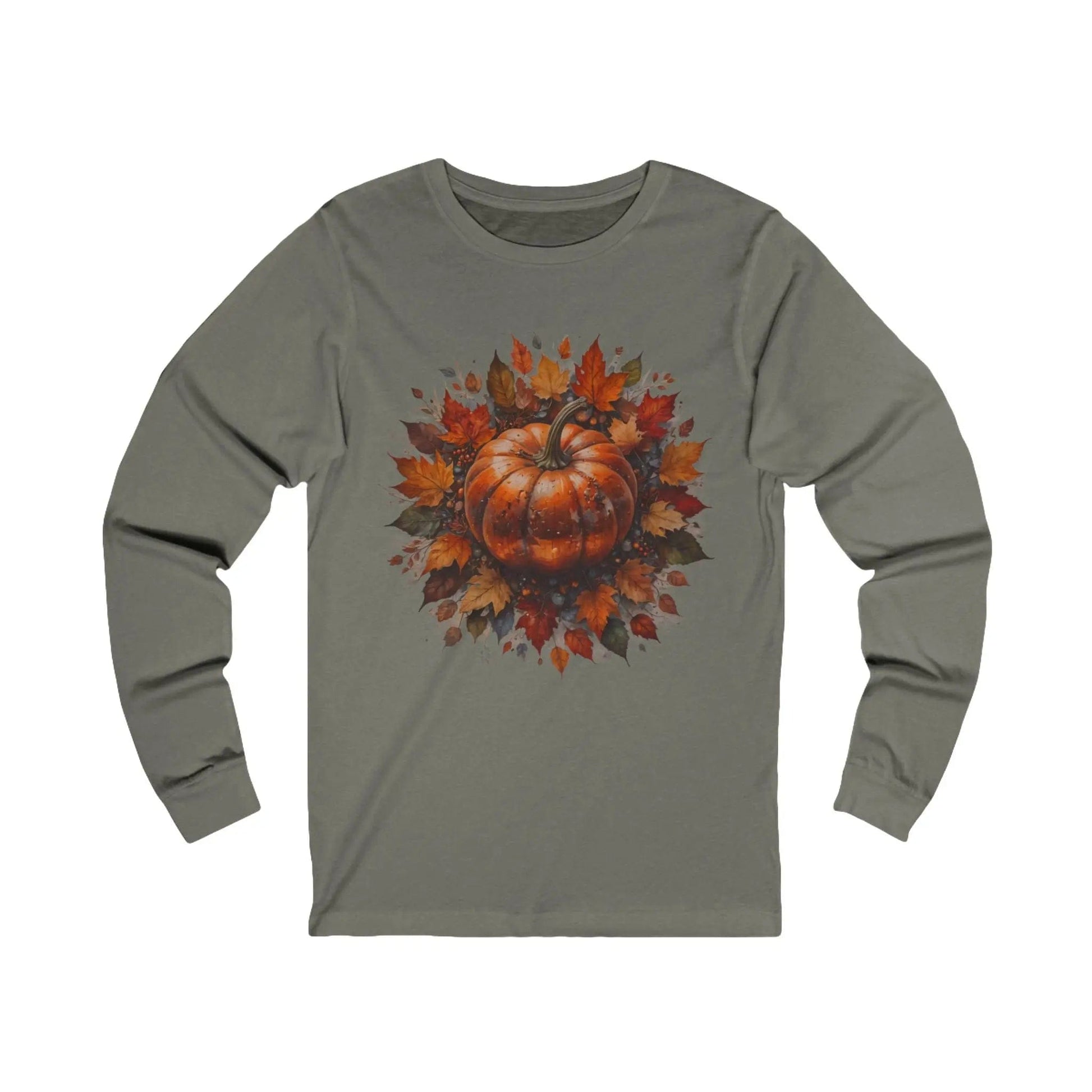 AnchorFinds.com Long-sleeve S / Grey TriBlend Pumpkin Foliage Unisex Jersey Long Sleeve Tee