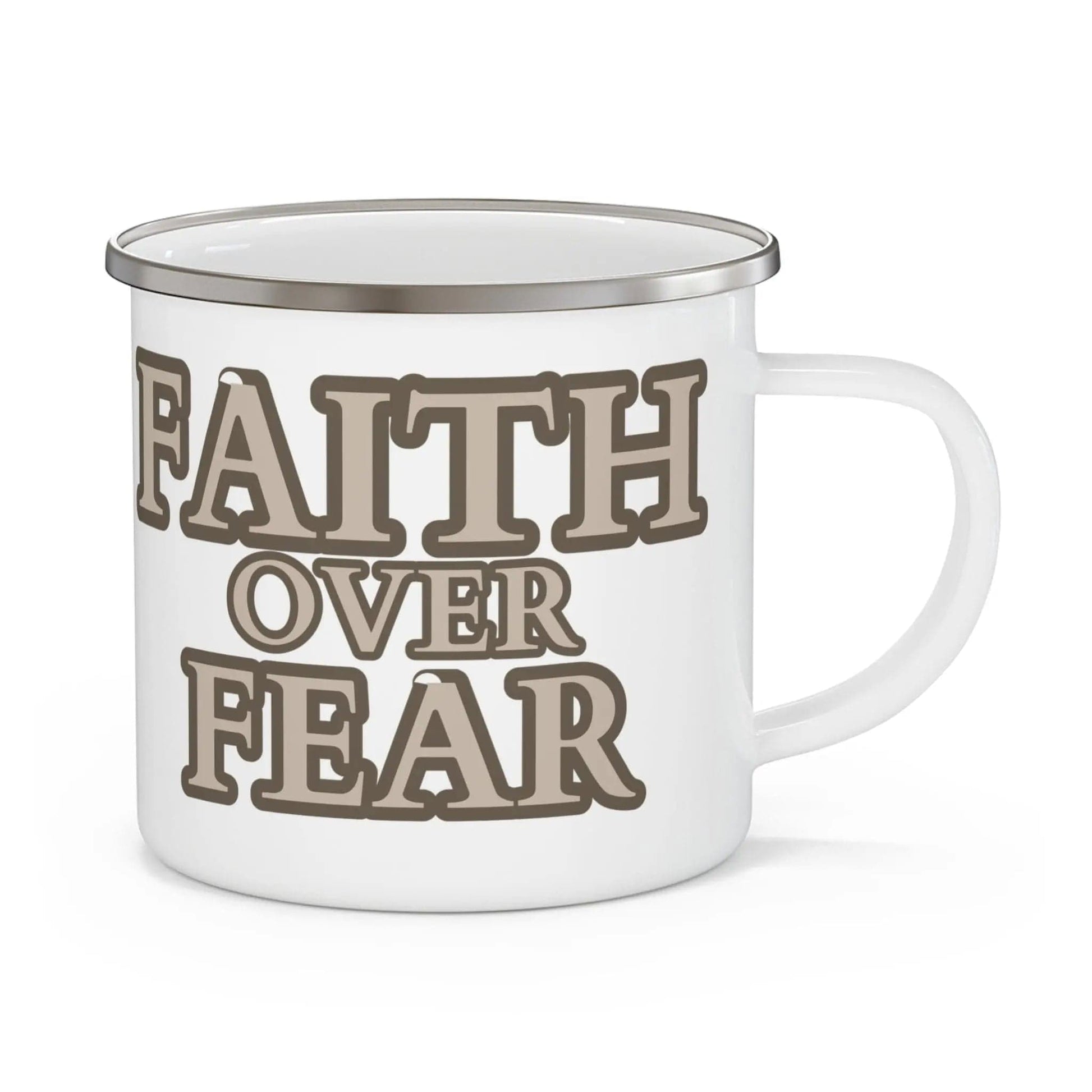 AnchorFinds.com Mug 12oz Faith Over Fear Enamel Camping Mug: Your Durable Companion for Every Adventure