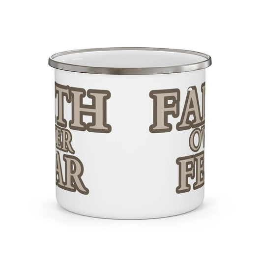 AnchorFinds.com Mug 12oz Faith Over Fear Enamel Camping Mug: Your Durable Companion for Every Adventure