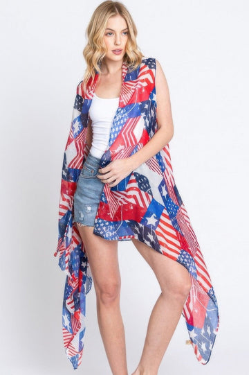 AnchorFinds.com Multicolor / One size fits all American Flag Multi Pattern Vest
