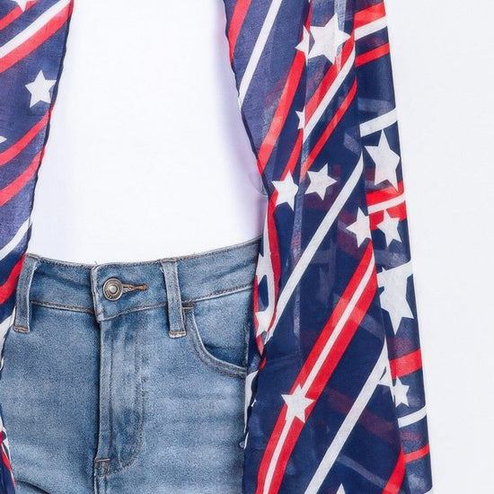 AnchorFinds.com Multicolor / One size fits all Diagonal Stripes And Stars Print Vest