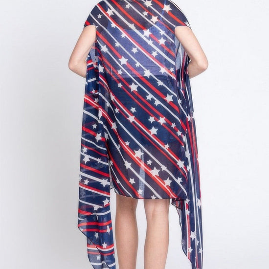 AnchorFinds.com Multicolor / One size fits all Diagonal Stripes And Stars Print Vest