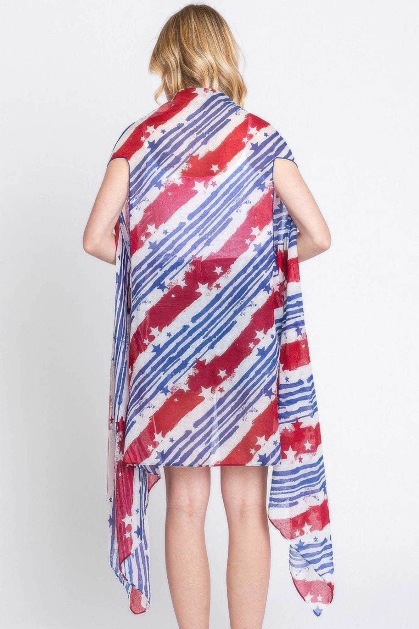 AnchorFinds.com Multicolor / One size fits all Diagonal Stripes & Stars American Flag Design Vest