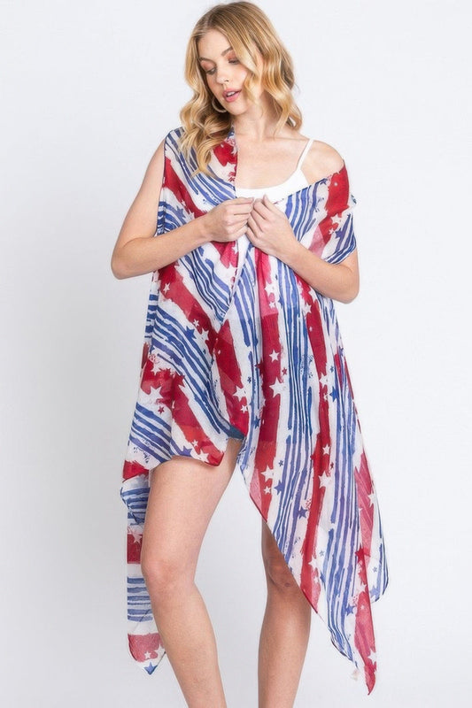 AnchorFinds.com Multicolor / One size fits all Diagonal Stripes & Stars American Flag Design Vest